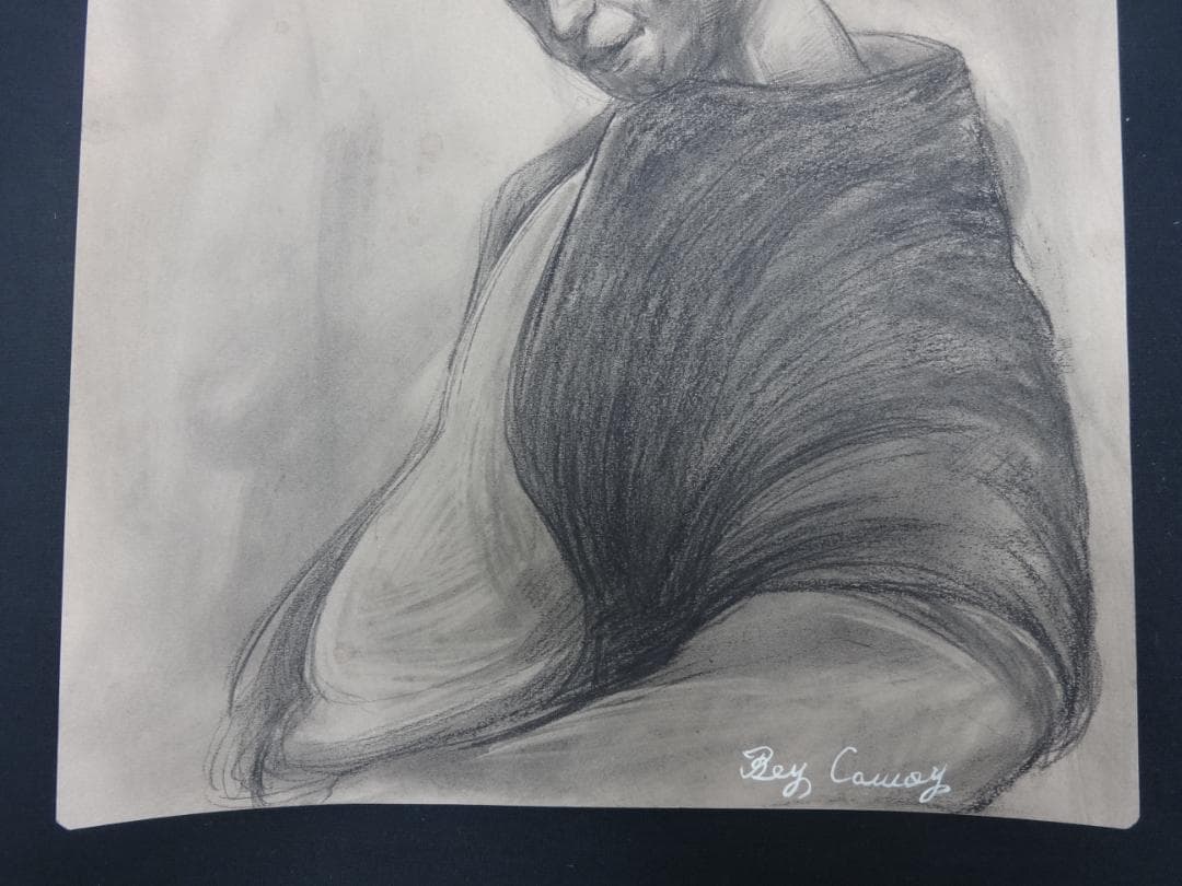 n*e様 鴨居玲　哀愁　肉筆鉛筆画 1967年頃　紙本著色 　Rei Kamoi