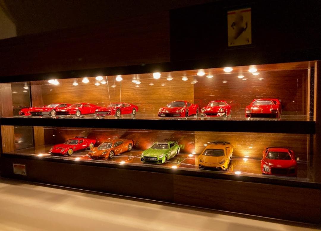 1/64展示20台可能・ウォールナット＆オーク・ディスプレーBOX/ネオジオラマ