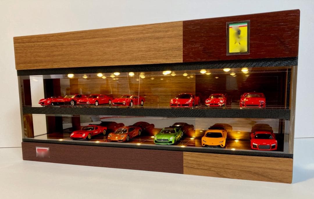 1/64展示20台可能・ウォールナット＆オーク・ディスプレーBOX/ネオジオラマ