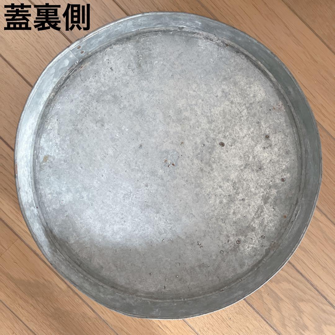 ブリキ　缶　蓋付き　持ち手付き　アンティーク　ヴィンテージ　昭和レトロ