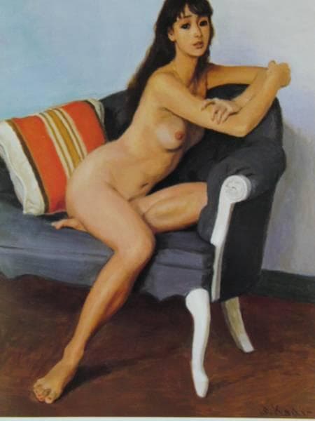 梶 進 「カウチソファ」、限定画集より、藤島 武二、新品額装付