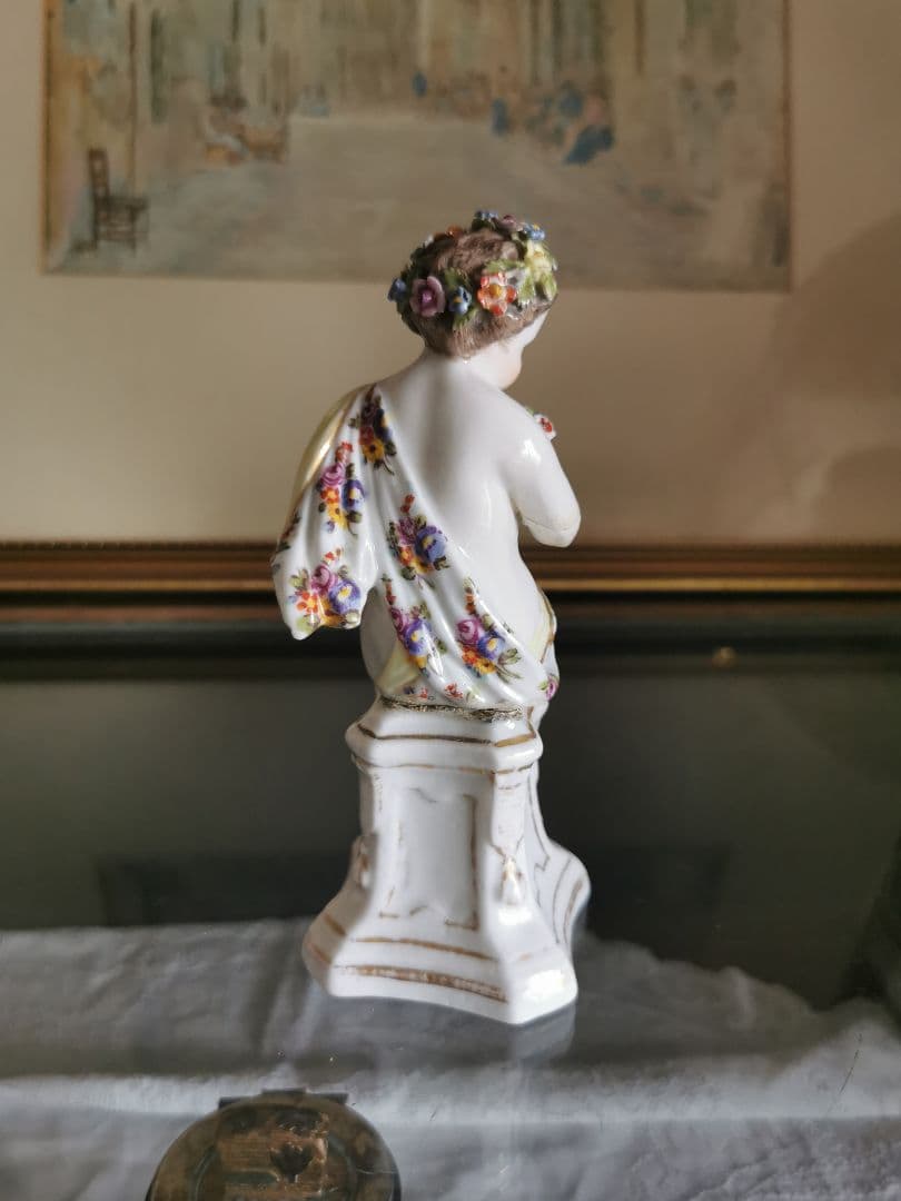 アンティークドイツ 18世紀初期マイセン希少ARマーク ポーセリン人形 花と天使
