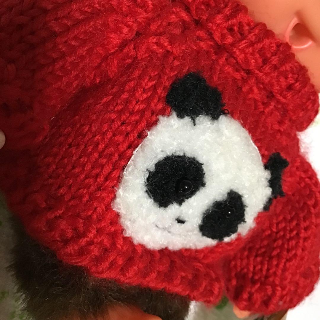 セキグチ「パンダニット」ふたごのモンチッチS　女の子レトロぬいぐるみ美品！