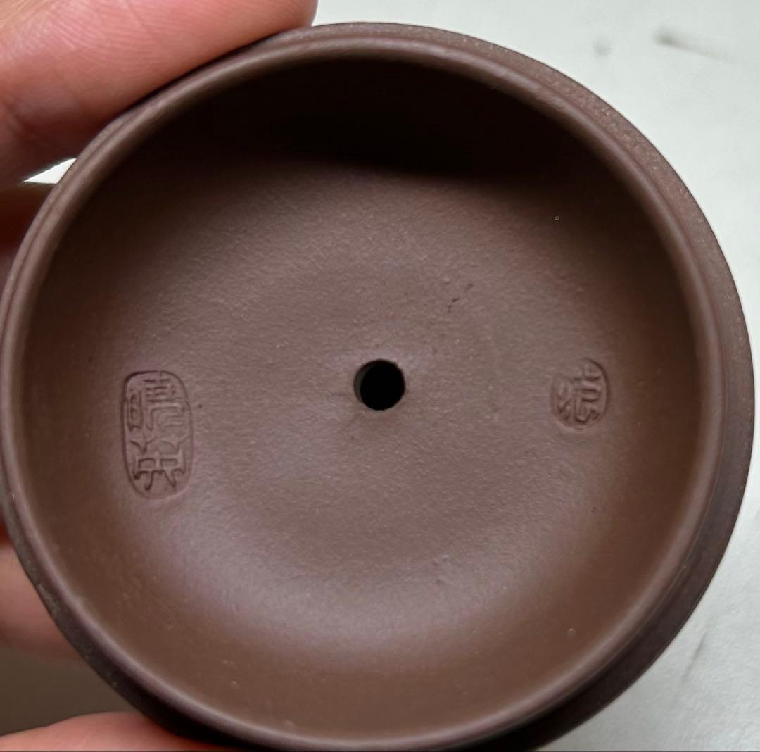 P98 中国 宜興紫砂　手彫梅模様 工芸急須 廃盤品　紫砂壺 手作り茶壺　茶道具