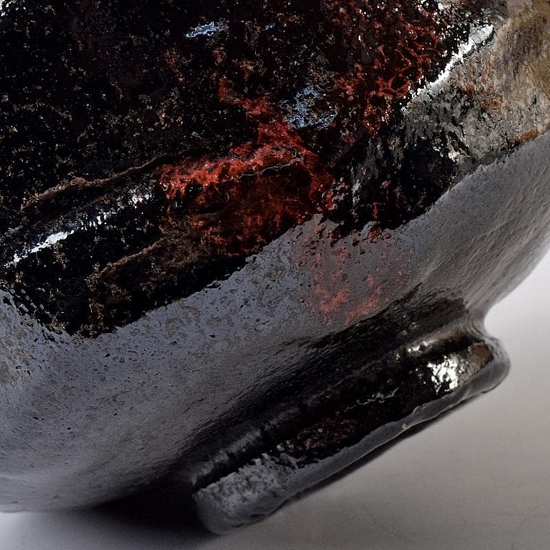 M5 　楽吉左衛門　九代了入作　黒楽茶碗　銘「曙」　極め箱　M　R8071