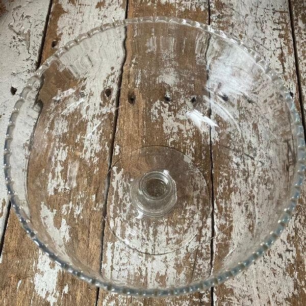 ヴィンテージ 波縁 気泡 ガラス 脚付 金魚鉢 古硝子 めだか鉢 磨りガラス