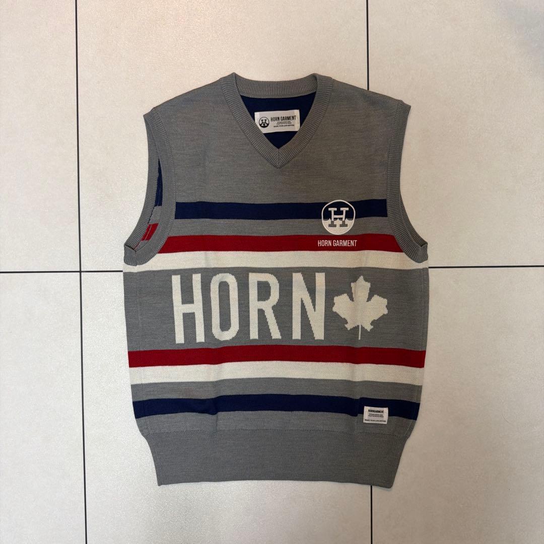 HORN GARMENT Vネックストライプベスト 46