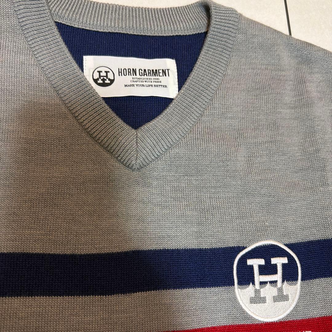 HORN GARMENT Vネックストライプベスト 46