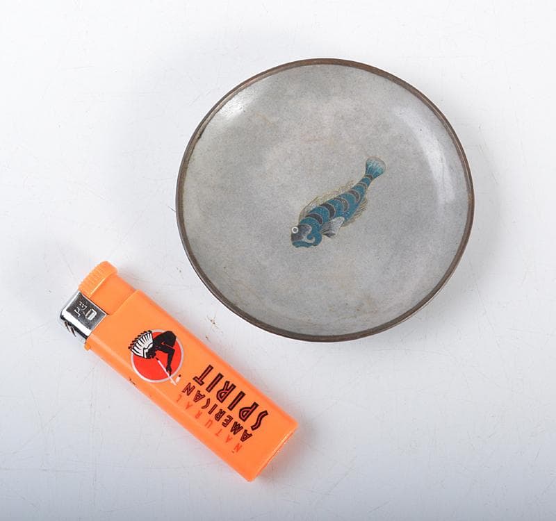 七宝焼　古七宝琺瑯彩　オコゼ　魚文盤　小皿 M　R4298