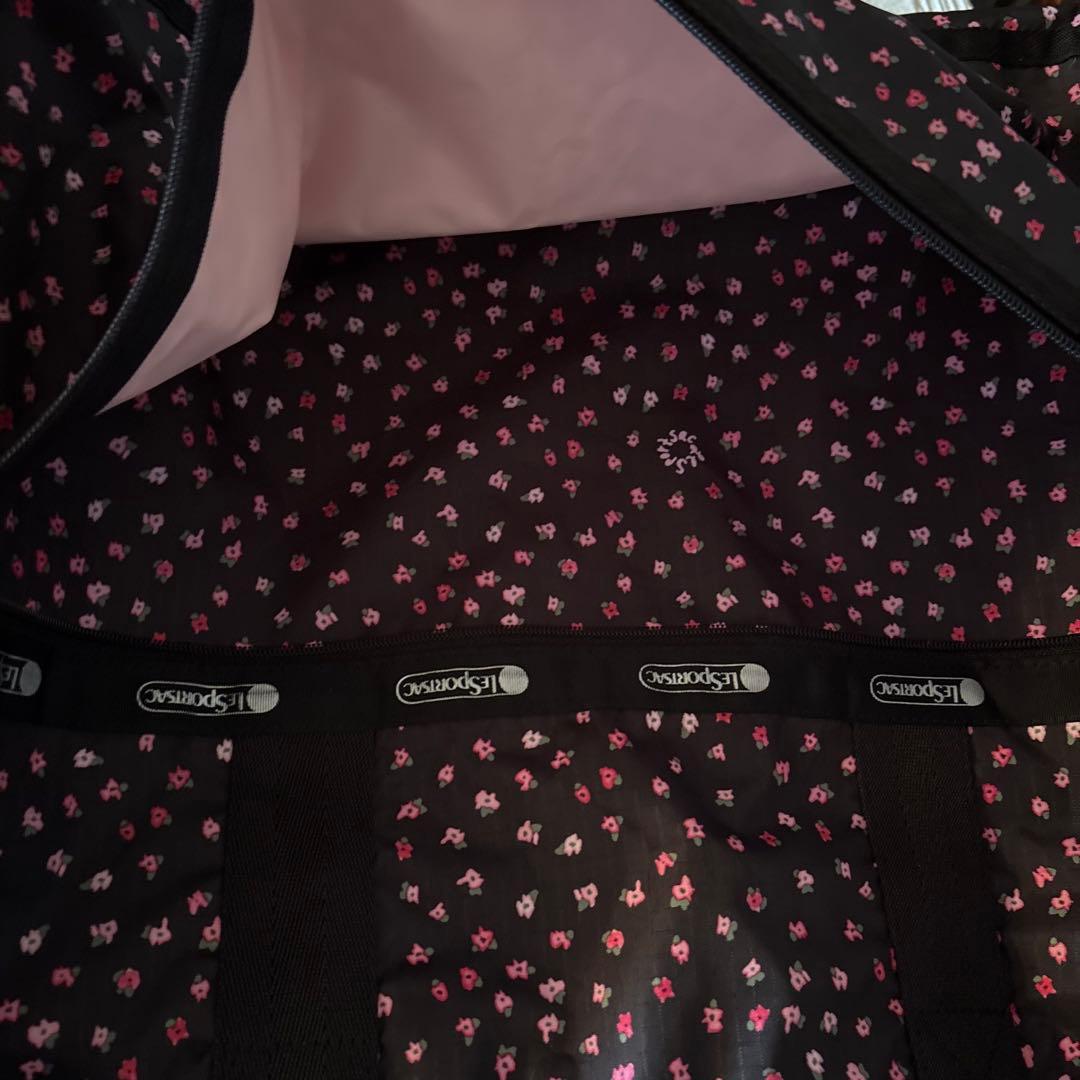 レスポートサック　ボストンバック　黒×花柄　ミニポーチ付　新品　未使用