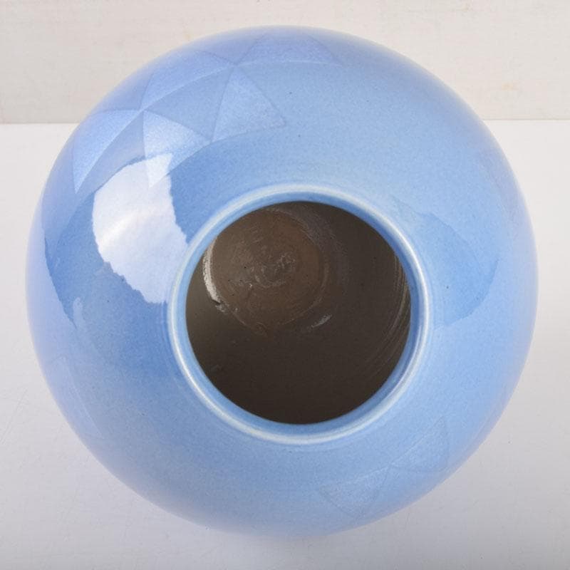 九谷焼　中田一於作　淡青釉裏銀彩　花瓶　壷　共箱　V　8934