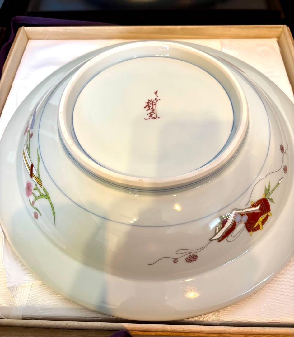 #皇太后陛下御麗筆「雛之図」良子女王　九谷焼　大皿