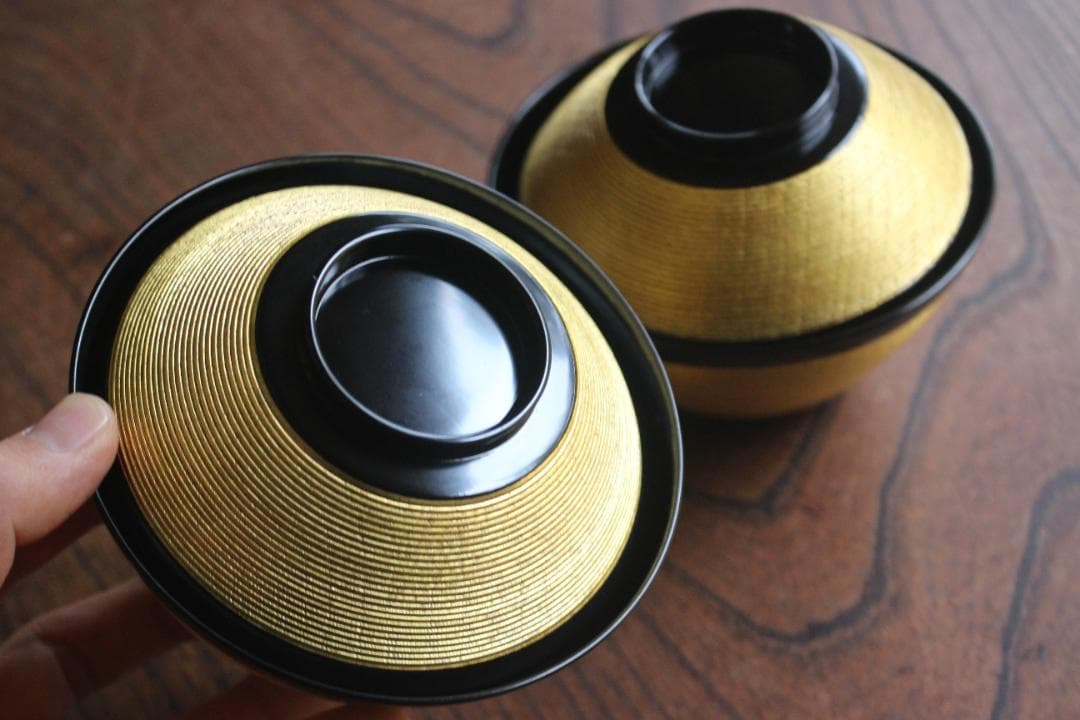 時代逸品！極上金塗糸目の美しいお椀2点（検輪島塗京塗雑煮椀