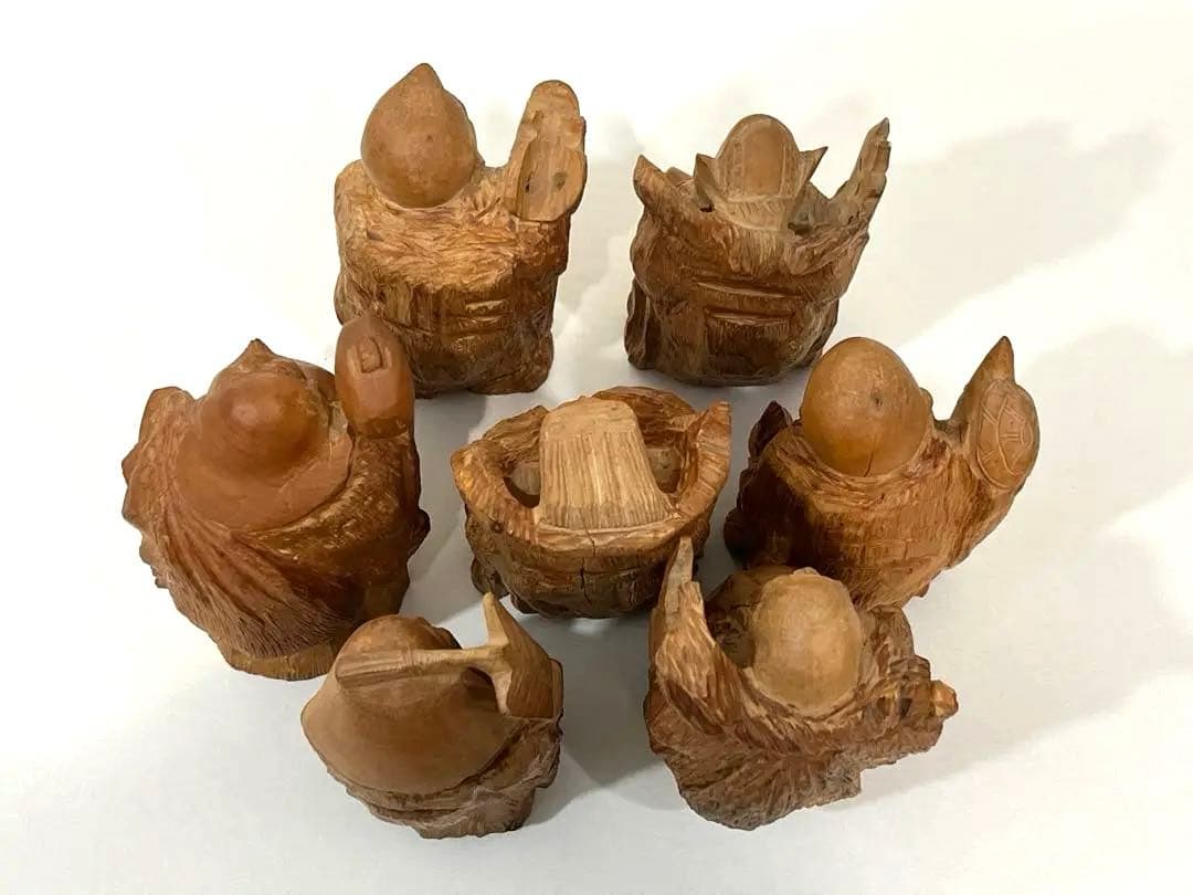 縁起物★七福神セット 木彫りの金運・招福・開運 置物 昭和レトロ アンティーク