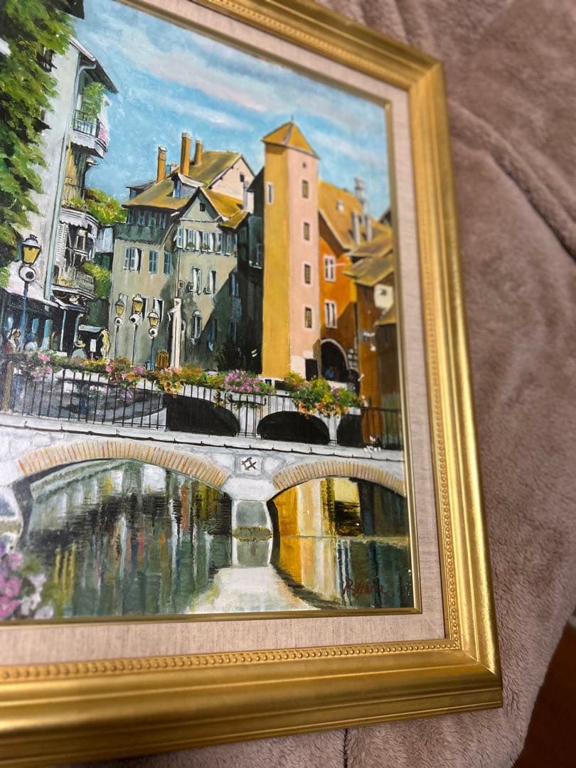 原良次の油彩画、[花のある町・フランス] サイズ　F10