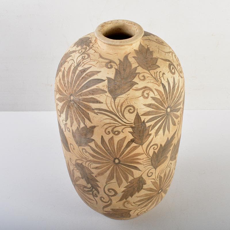 中国　磁州窯白磁　鉄絵花卉文瓶　M　6321C