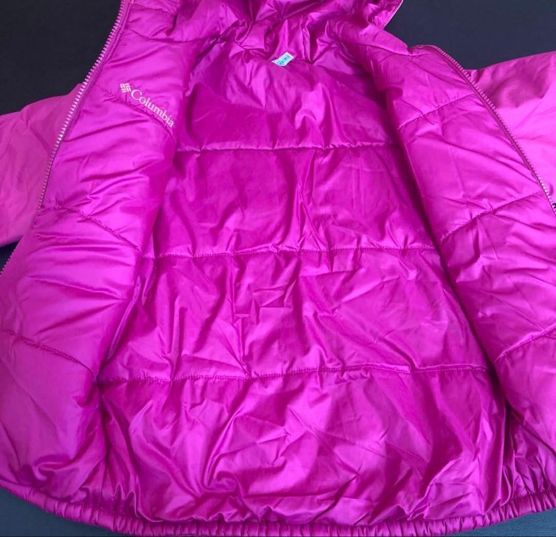 Columbia 子供用フード付きジャケット ピンク/オレンジ　手袋セット