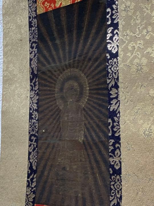 肉筆金粉　古仏画　絹本　仏画　掛け軸　仏壇　釈迦様　豪華仕上げ