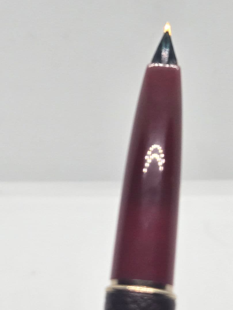 ​【希少】プラチナ万年筆 18K レザー貼り 臙脂（エンジ）色 細軟字