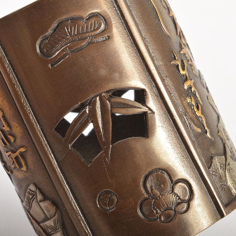 茶道具　高岡銅器　金谷宗林作　三十六歌仙　蓋置　共箱　V　6814