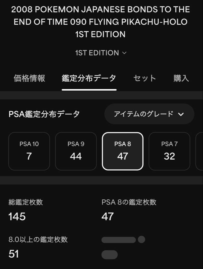 そらをとぶピカチュウ LV.12 PSA8 時の果ての絆 090/090
