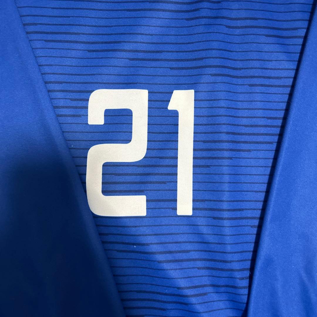 市立船橋 サッカーシャツ 刺繍 青 21 美品