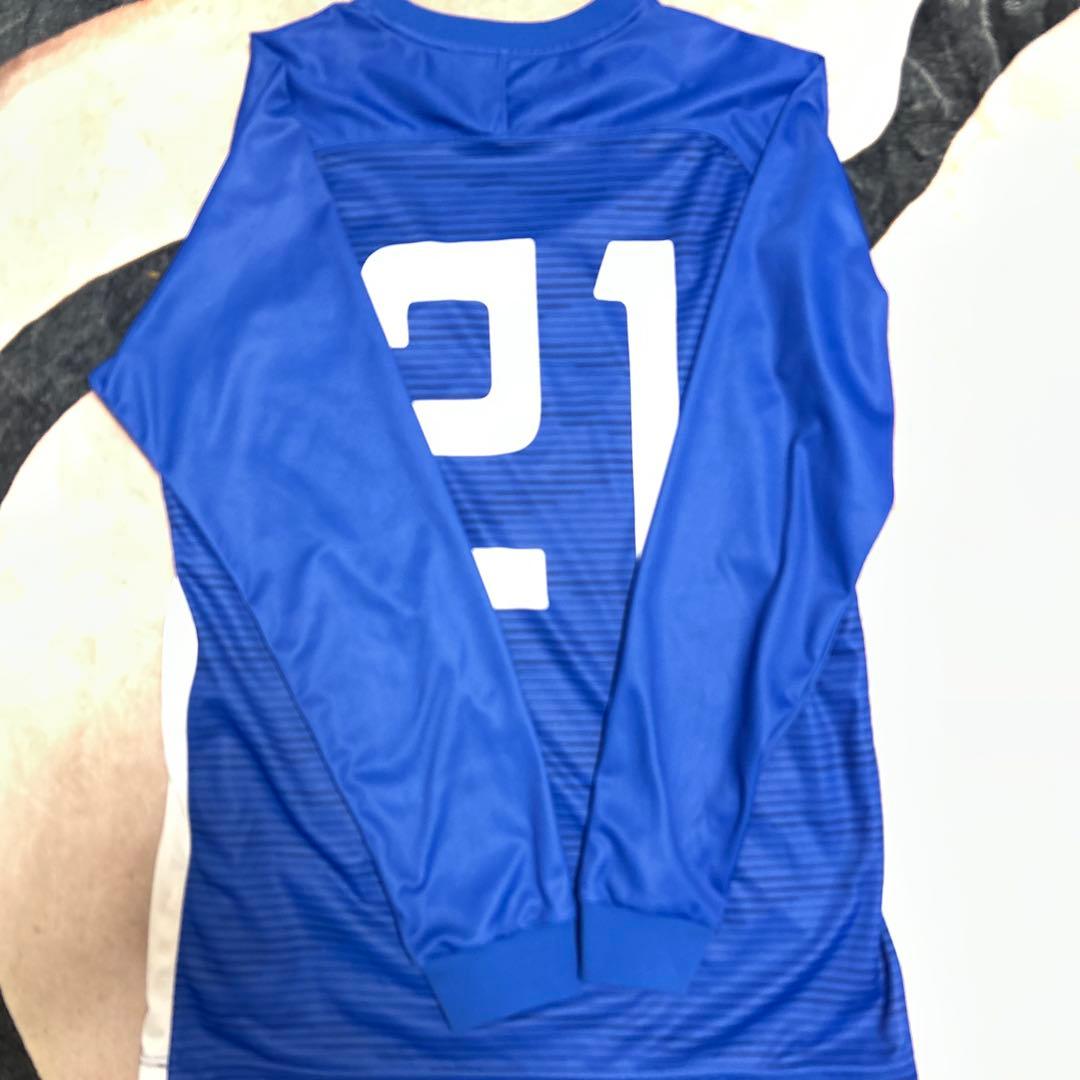 市立船橋 サッカーシャツ 刺繍 青 21 美品