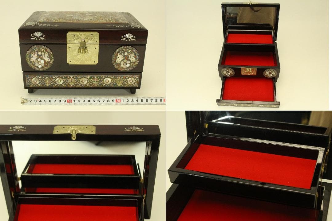 朝鮮 韓国 螺鈿 宝石箱 細密蝶模様(A850)