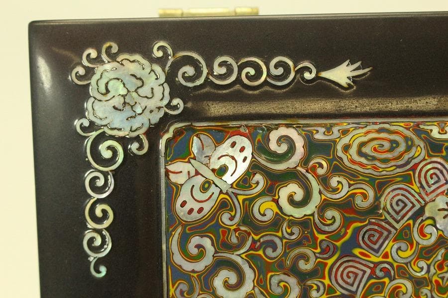 朝鮮 韓国 螺鈿 宝石箱 細密蝶模様(A850)