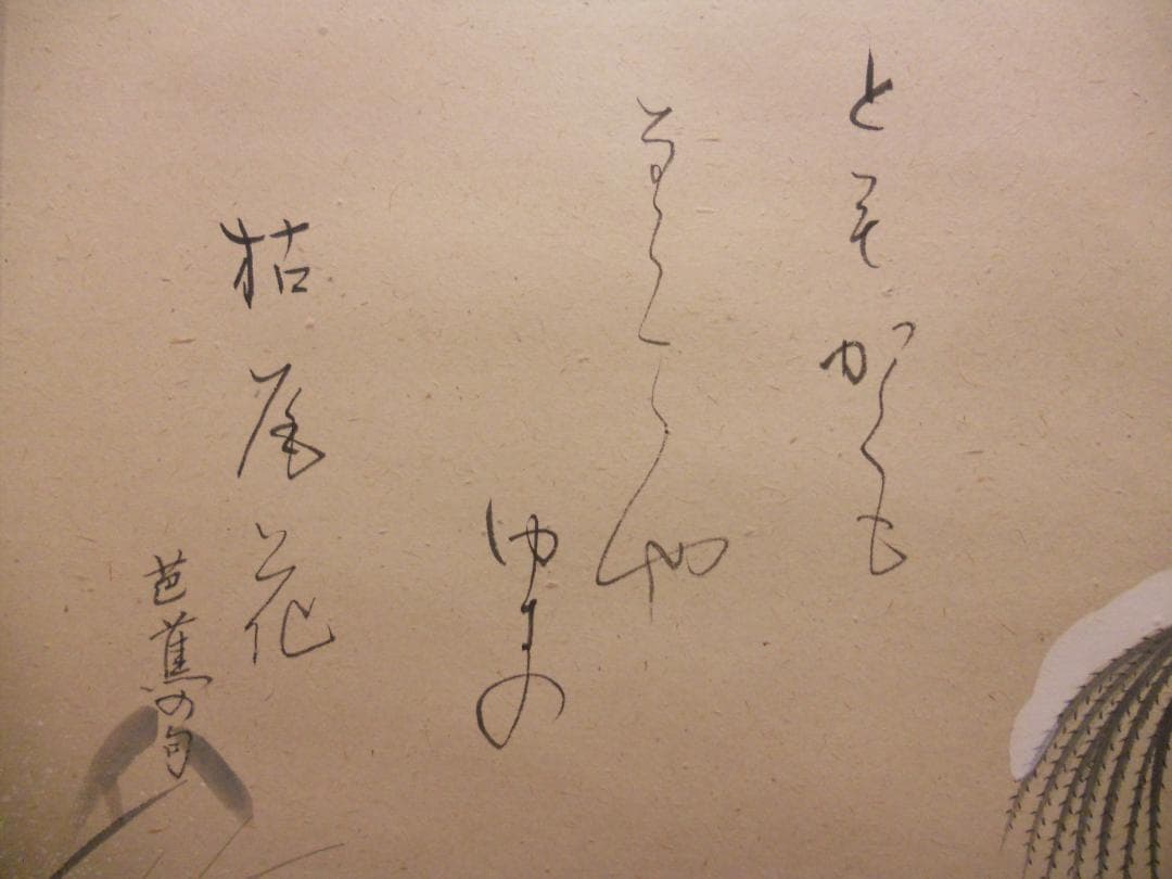 掛け軸 小栗千秋 『 枯尾花 』 芭蕉 俳画 紙本 希少 茶道具 掛軸 美品