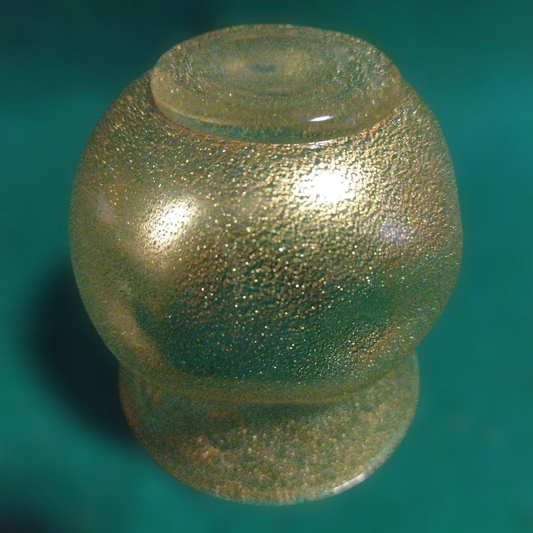 金色泡入りガラス茶器 木箱付き　岩田久利