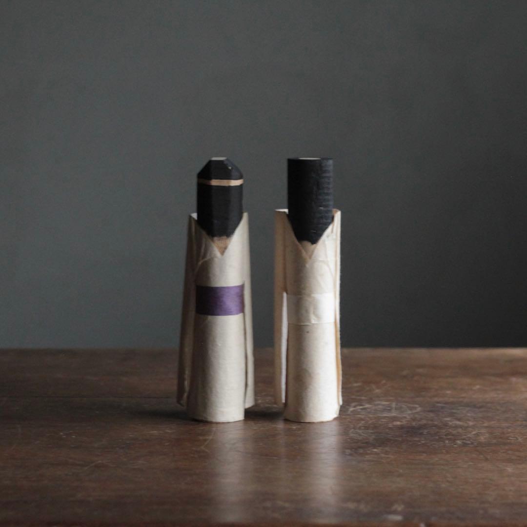 古い 道祖神人形 木彫 和紙 郷土人形 民間信仰 古道具 アンティーク