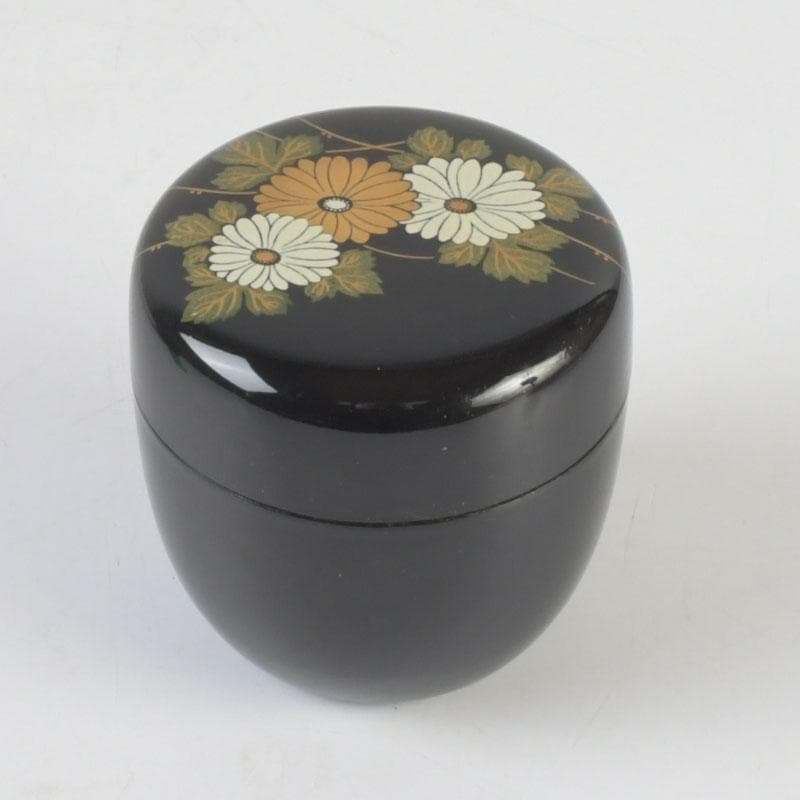 茶道具　輪島塗　柳山作　花草蒔絵　棗　箱付　V　9863