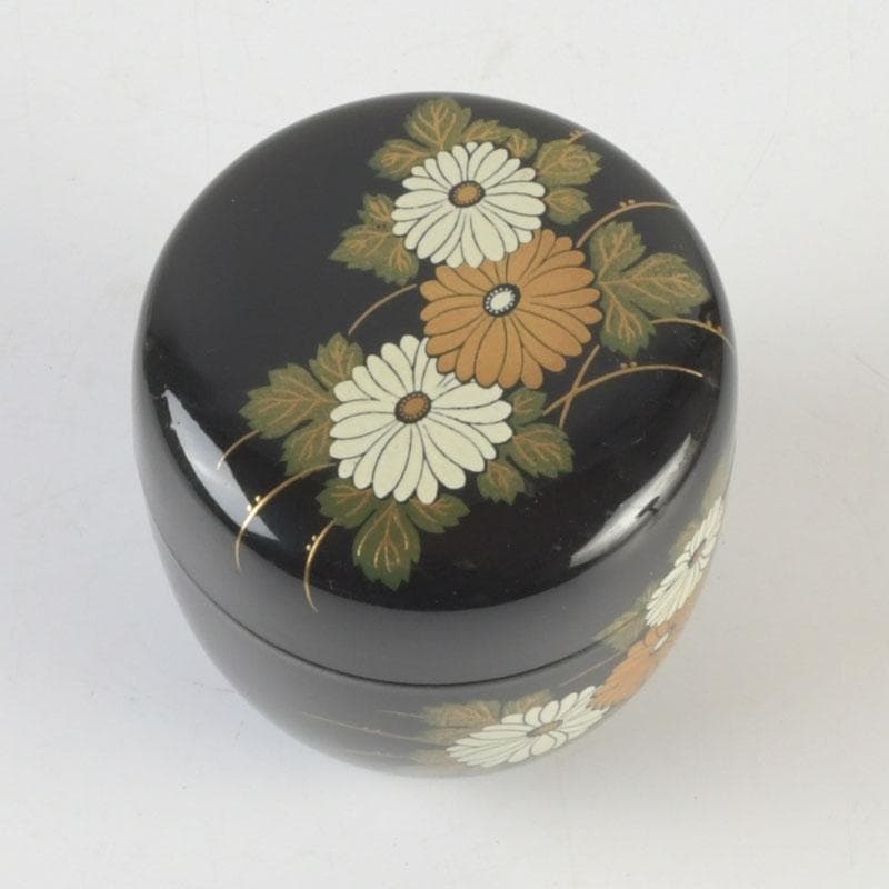 茶道具　輪島塗　柳山作　花草蒔絵　棗　箱付　V　9863