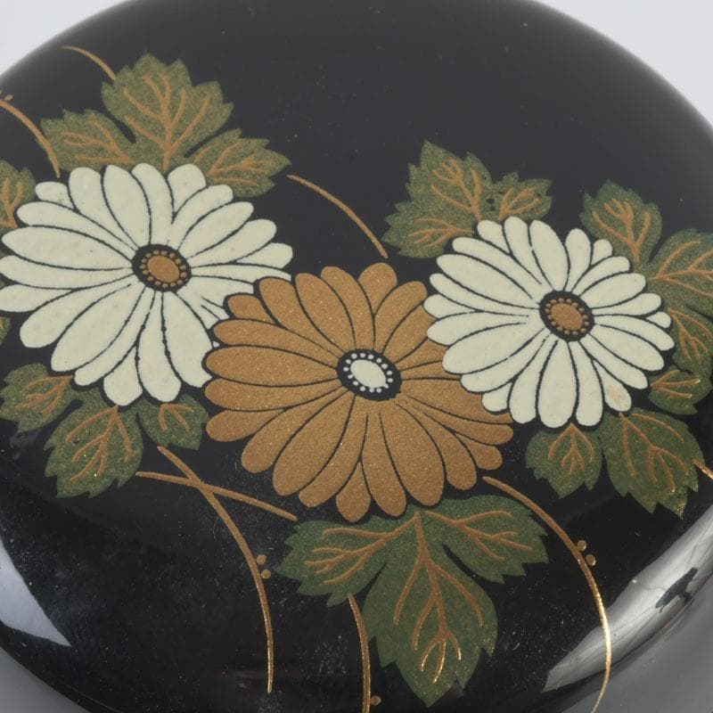 茶道具　輪島塗　柳山作　花草蒔絵　棗　箱付　V　9863