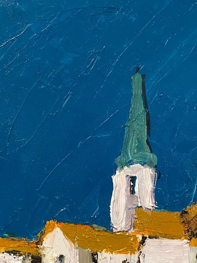 「真作」加納秀雄「ロハの裏町」風景画　油彩画　額装　サイン有り　F8号