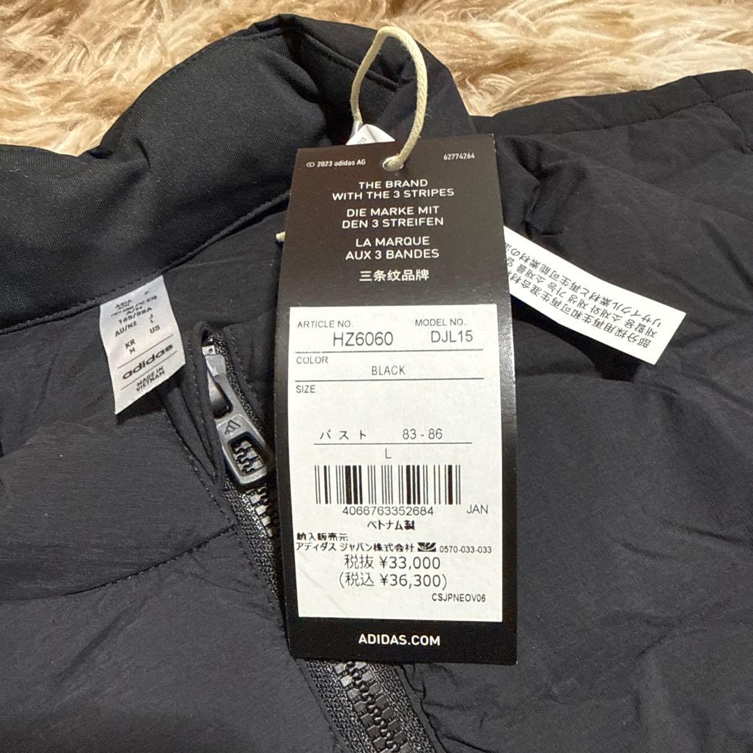 新品タグ付きAdidas黒のノースリーブダウンキルティングベスト