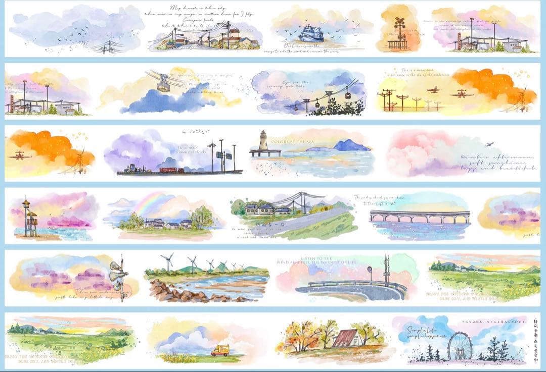 自元素文创《轻风云影》海外マスキングテープ　マステ 【2622】