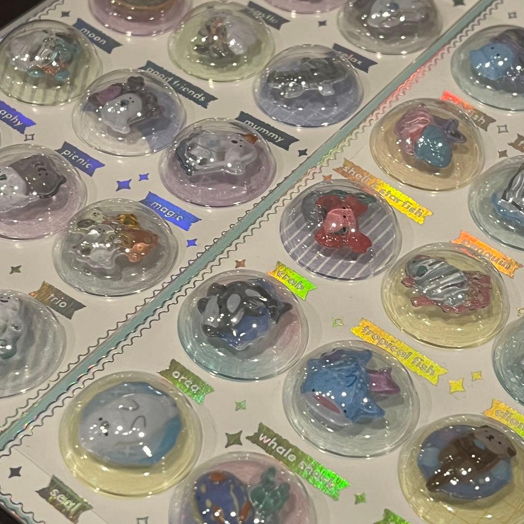 カプセルポップシール風　2枚セット　3Dシール　おばけ　海の生き物