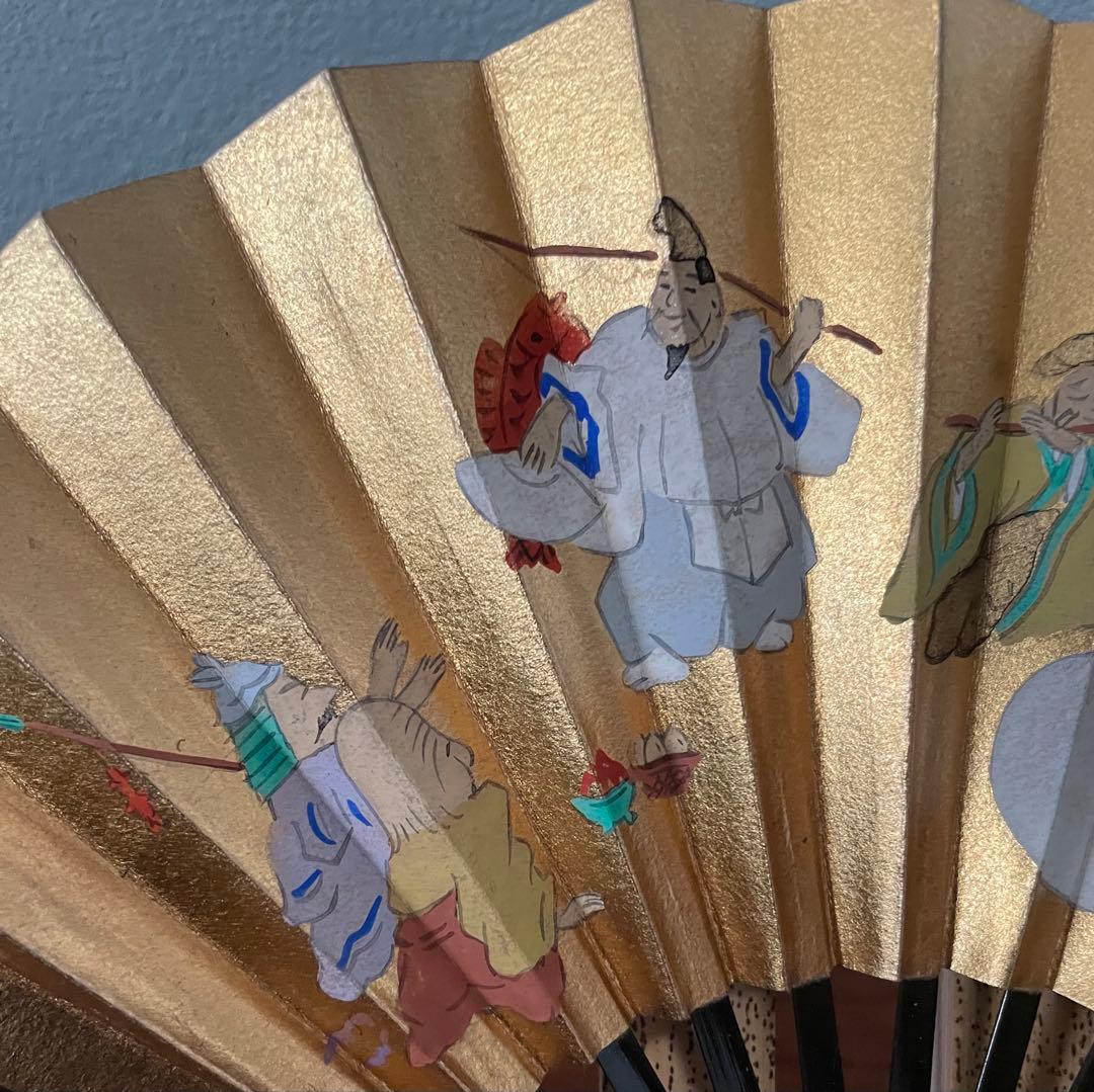 【装飾品】七福神装飾扇子　竹製スタンド付　宮脇賣扇庵