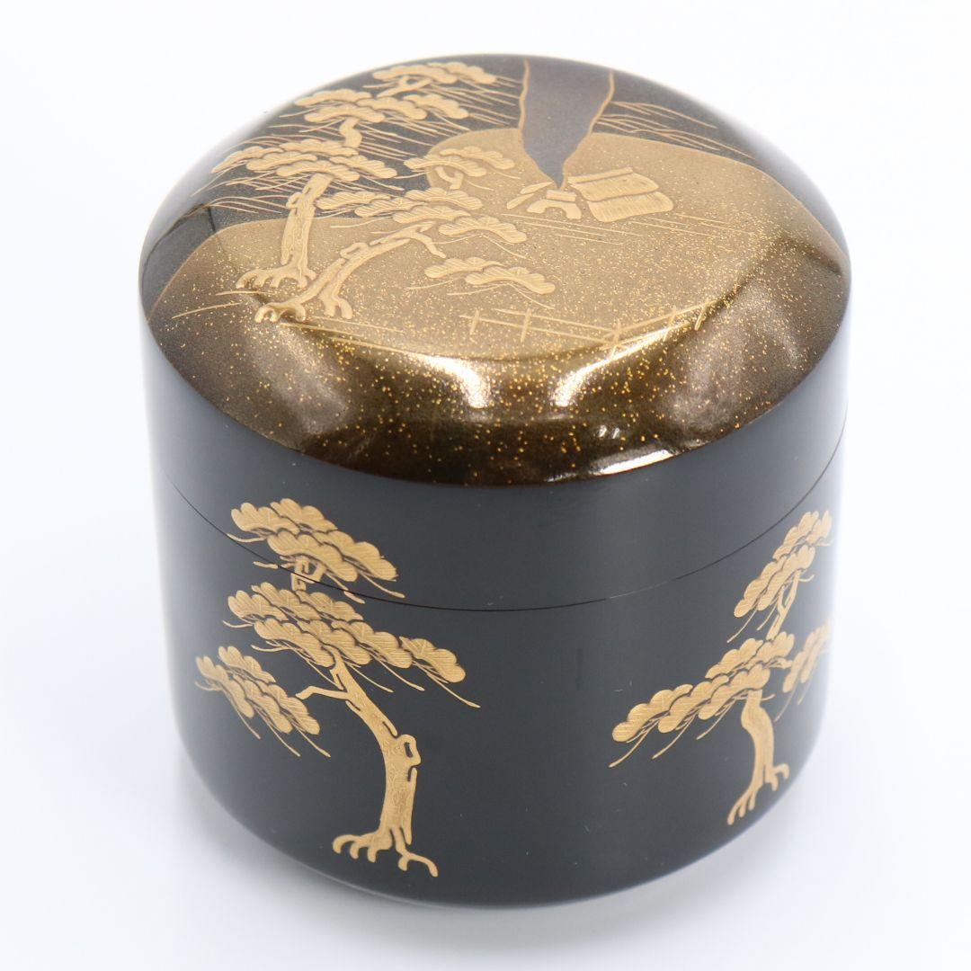 北浜風月作 塩釜蒔絵雪吹 棗 輪島塗 金蒔絵 共箱 茶道具　SC82