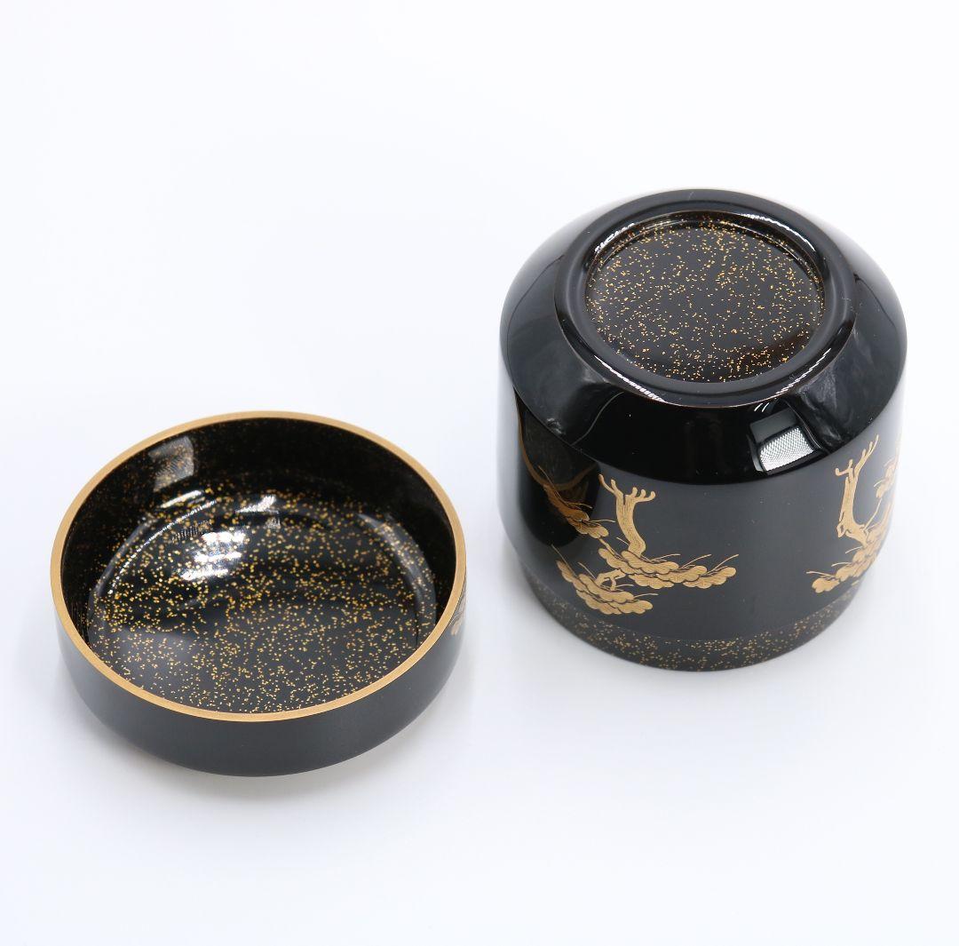 北浜風月作 塩釜蒔絵雪吹 棗 輪島塗 金蒔絵 共箱 茶道具　SC82