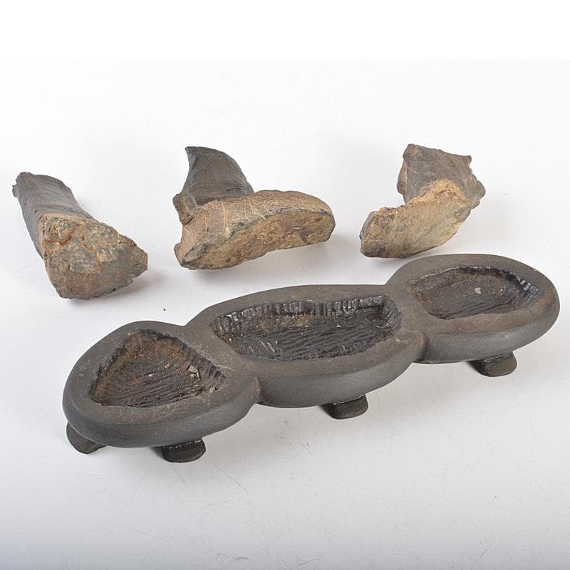 天然石　鑑賞石　木化石　置物　重さ約580g　唐木台付　C　6066