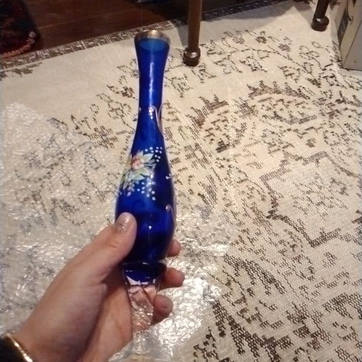 ★SALE★イタリア★T.MURANO GLASS★ガラス★手描き絵付★花瓶★