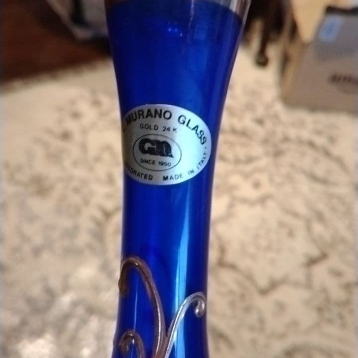 ★SALE★イタリア★T.MURANO GLASS★ガラス★手描き絵付★花瓶★