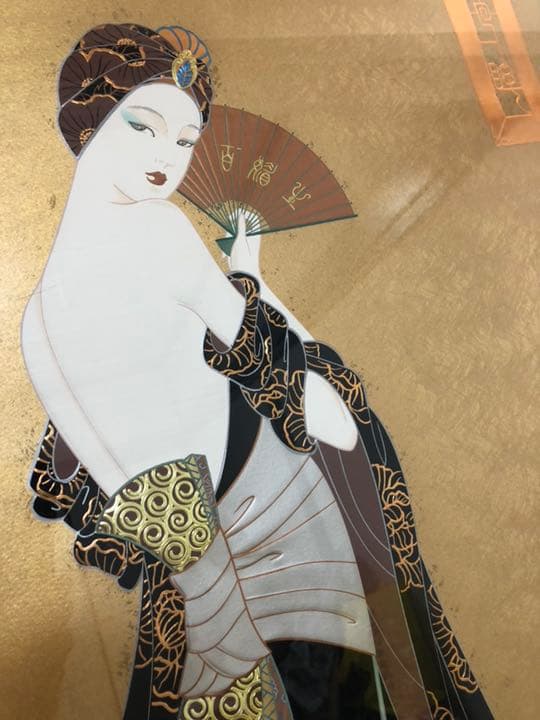 絵画 肖像画 版画 壁掛け額入り 骨董品 中国版画