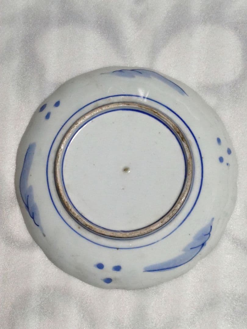 古伊万里　青磁　中皿　皿　染付　山水文　金彩　輪花　3客セット