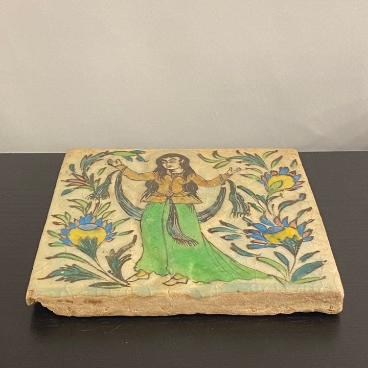 イラン19世紀 ペルシャ 陶板タイル飾り イスラム陶器 ヨーロッパ アンティーク