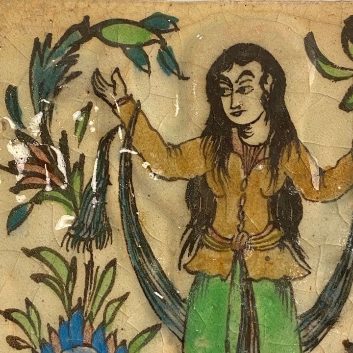 イラン19世紀 ペルシャ 陶板タイル飾り イスラム陶器 ヨーロッパ アンティーク