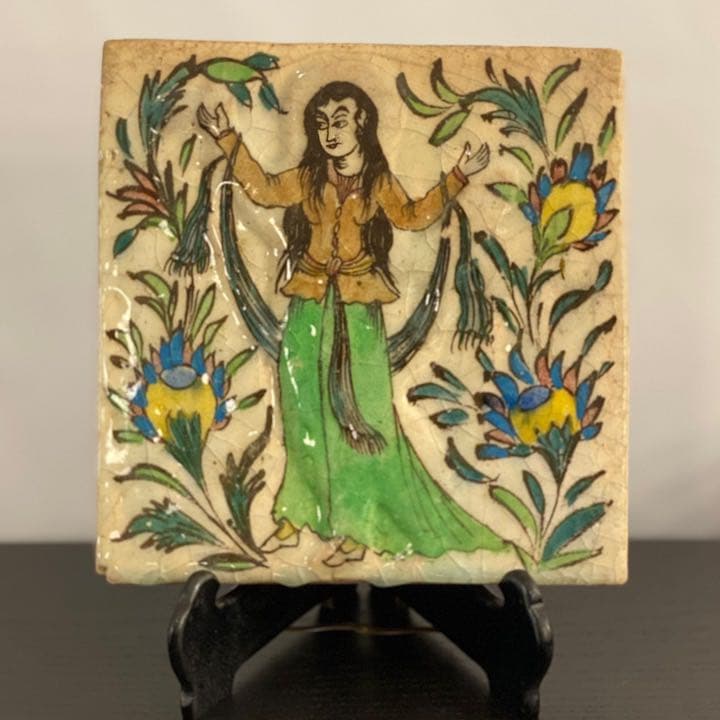 イラン19世紀 ペルシャ 陶板タイル飾り イスラム陶器 ヨーロッパ アンティーク